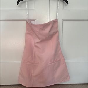 Pink Strapless White Fox Dress